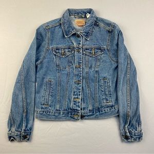 CE Schmidt.  Fit For Her Women Medium Workwear Blue Jean Jacket Denim Button